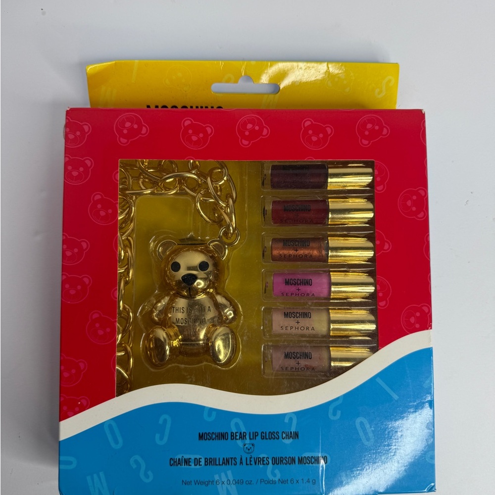 Moschino Sephora Bear Lip Gloss Chain Set NIB Collectible Gift makeup set
